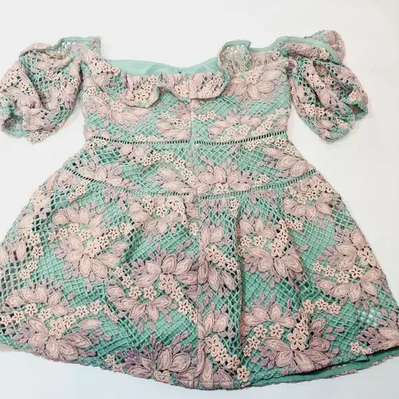 Lovers and Friends Midvale Mini Dress in Green & Pink Large